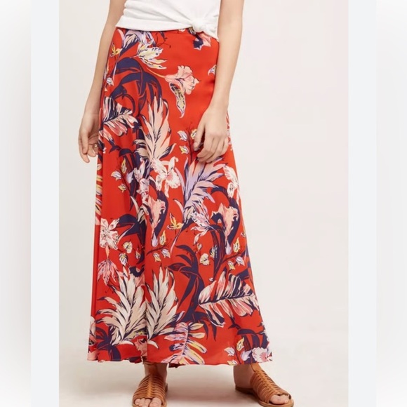Anthropologie HD In Paris Silk Floral Print Maxi Skirt Size 4 - Picture 9 of 9